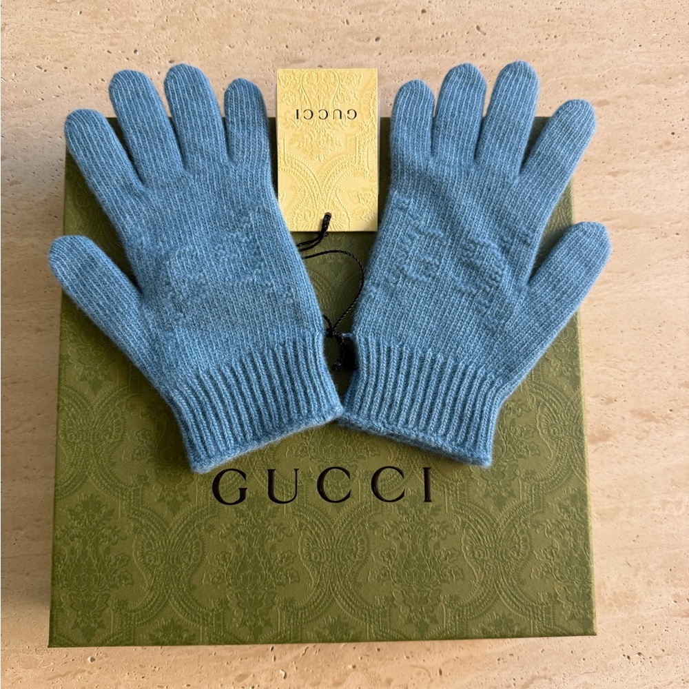 NWT GUCCI KIDS BLUE WOOL GG LOGO GLOVES 🧤💝